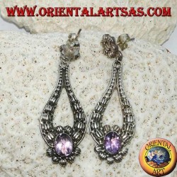 Boucles d'oreilles en argent avec améthyste ovale fait main