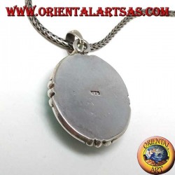 Pendentif en argent avec turquoise ovale naturelle, fait main