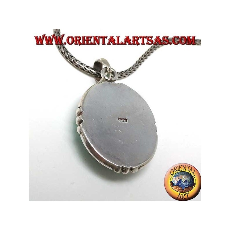 Pendentif en argent avec turquoise ovale naturelle, fait main