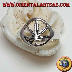 Silberring mit geschnitztem Hanfblatt (Marihuana)