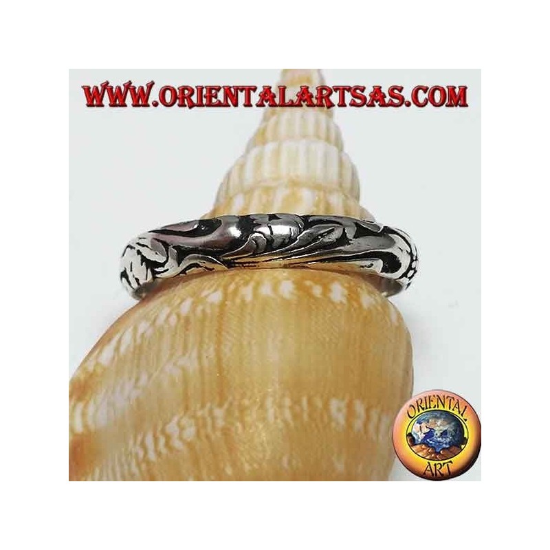 Silberring, 4 mm geschnitzter Bandring