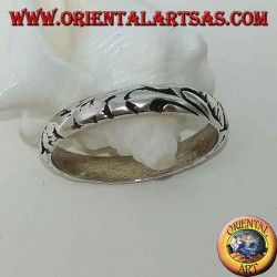 Anillo de plata, anillo de banda tallada de 4 mm