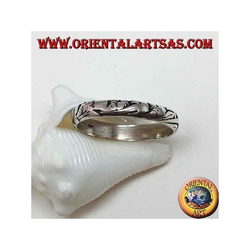 Anello in argento, fedina da mm.4 intagliata