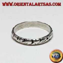 Anillo de plata, anillo de banda tallada de 4 mm