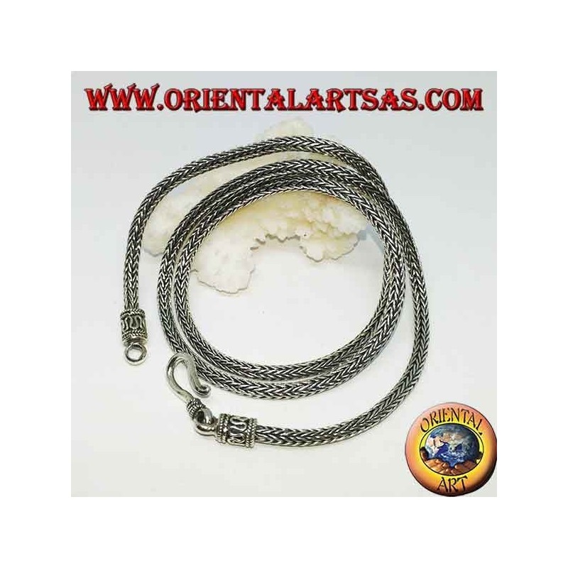 Collar de plata, eslabones de serpiente, sección redonda cm. 50 * mm.  3