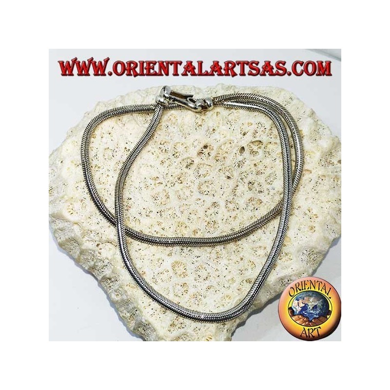 Silver necklace, Indian snake length 45 cm thickness mm. 2.8