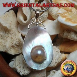 Colgante con Perla en Concha Madre en Plata 925