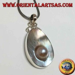 Anhänger mit Perle auf Muschel in Silber 925