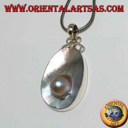 Colgante con Perla en Concha Madre en Plata 925