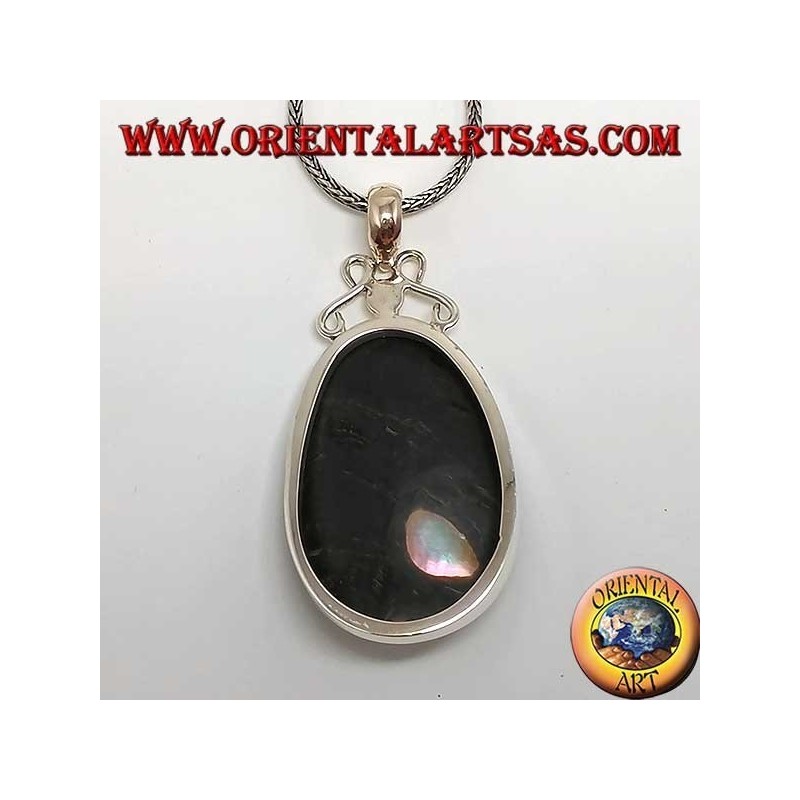 Pendentif avec perle sur coquille mère en argent 925