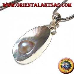 Pendant with Pearl on Mother Shell in Silver 925