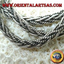 Collar de plata, trenza mixta lisa y retorcida de cm. 60