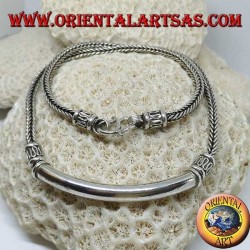 Collar de plata, trenza cuadrada con inserción de tubo liso