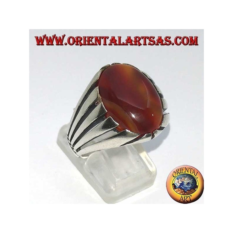 Silberring mit Karneol und ovalem Cabochon