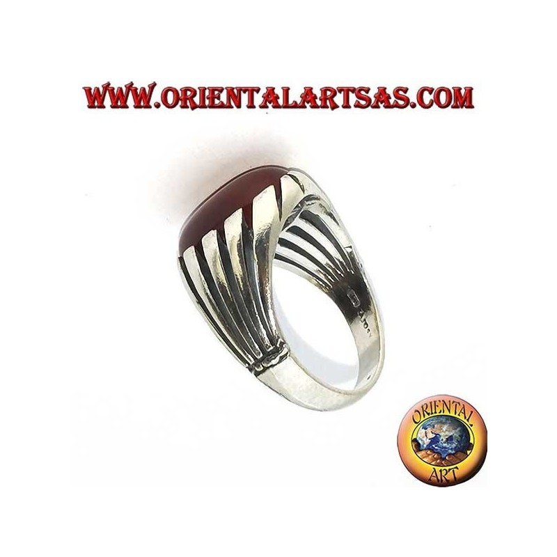 Silberring mit Karneol und ovalem Cabochon