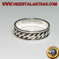 Silberring mit Flachrelief-Blitz