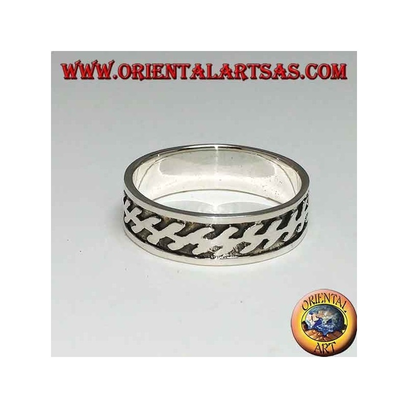 Bague en argent avec éclairs en bas-relief