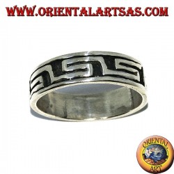 Silver band ring with Greek bas-relief ring