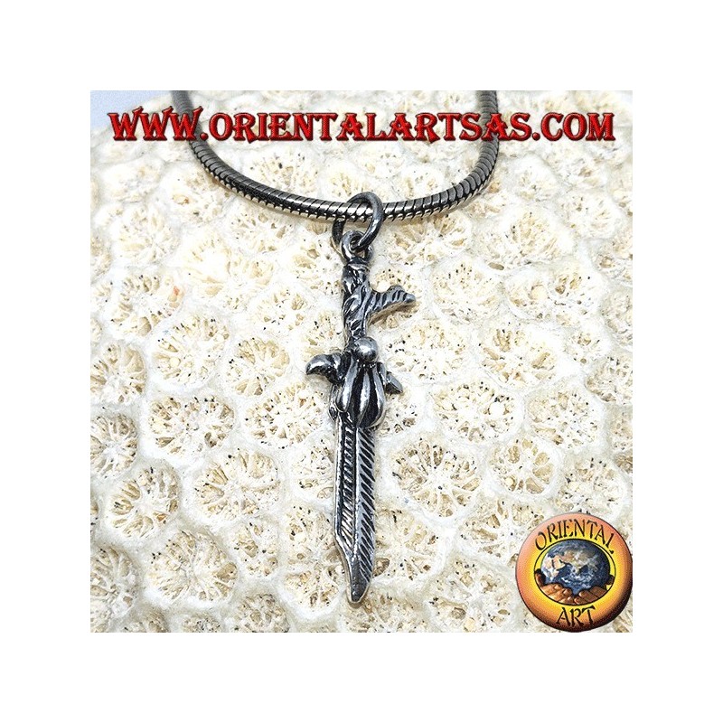 Celtic dagger silver pendant with curved handle