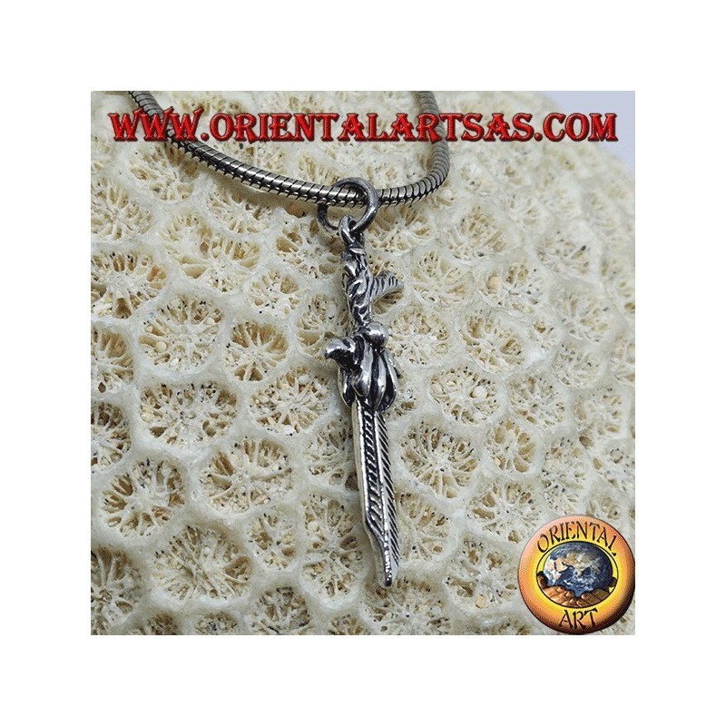 Celtic dagger silver pendant with curved handle