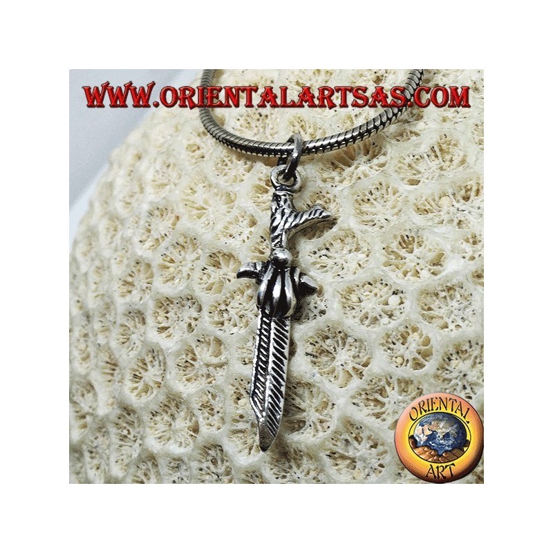 Celtic dagger silver pendant with curved handle