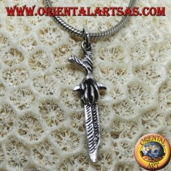 Celtic dagger silver pendant with curved handle