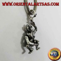 Silver pendant, monkey who masturbates moving his head his arms