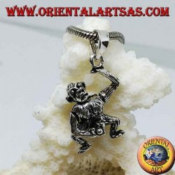 Silver pendant, monkey who masturbates moving his head his arms