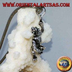 Pendentif en argent, singe qui se masturbe en bougeant la tête les bras