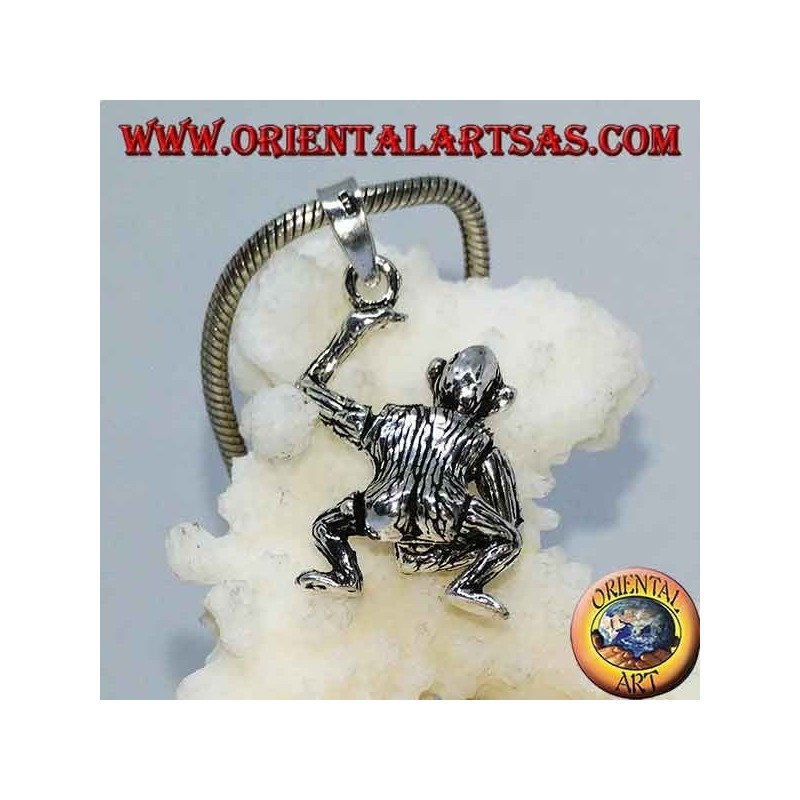 Silver pendant, monkey who masturbates moving his head his arms