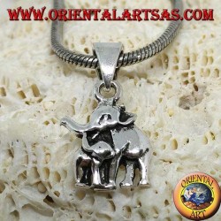 Silberanhänger, Elefant mit Elefantenbaby