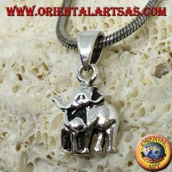 Silberanhänger, Elefant mit Elefantenbaby