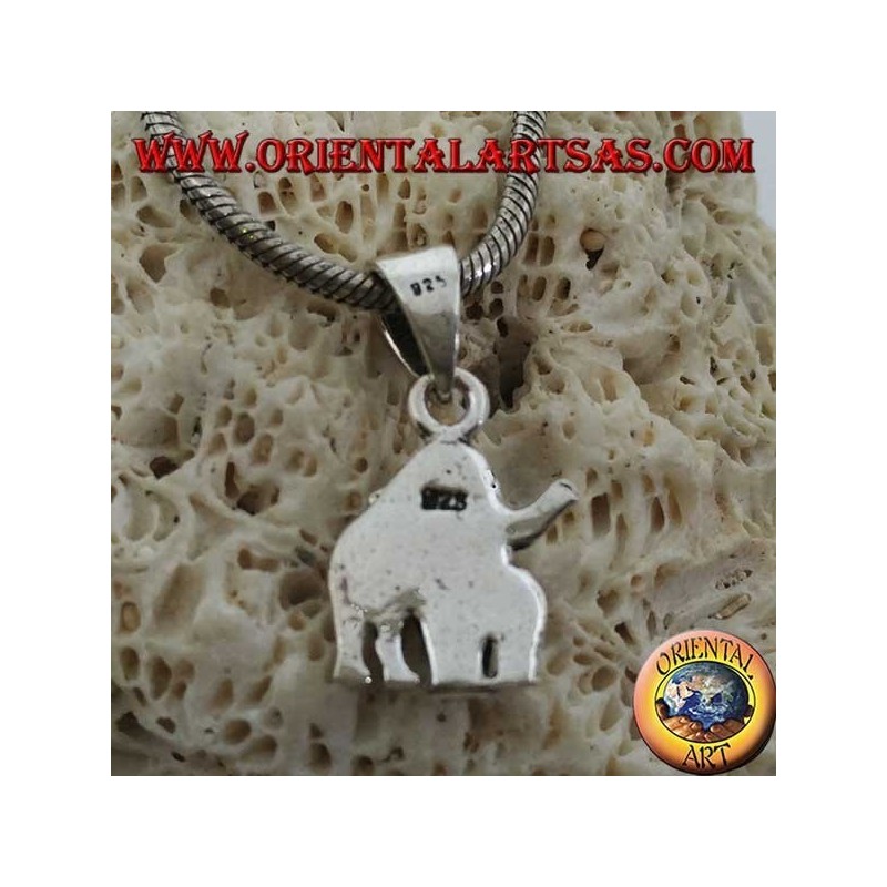 Silver pendant, elephant with baby elephant