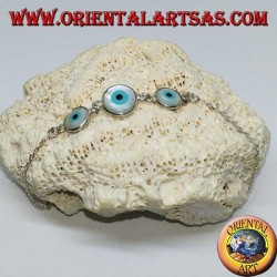 Bracelet en argent tendre avec trois yeux grecs au centre