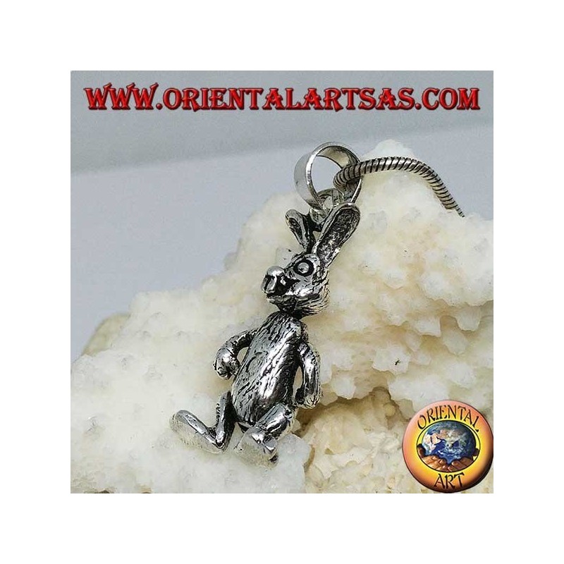 Pendentif en argent le lapin bouge les jambes et les bras "Roger Rabbit"
