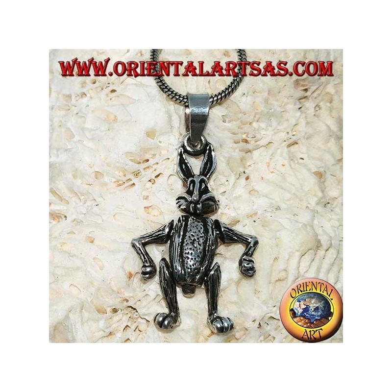 Pendentif en argent le lapin bouge les pattes et tourne la tête