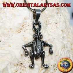 Colgante de plata el conejo mueve sus patas y gira la cabeza
