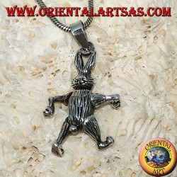 Silver pendant the rabbit moves its legs and turns its head