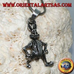 Silver pendant the rabbit moves its legs and turns its head
