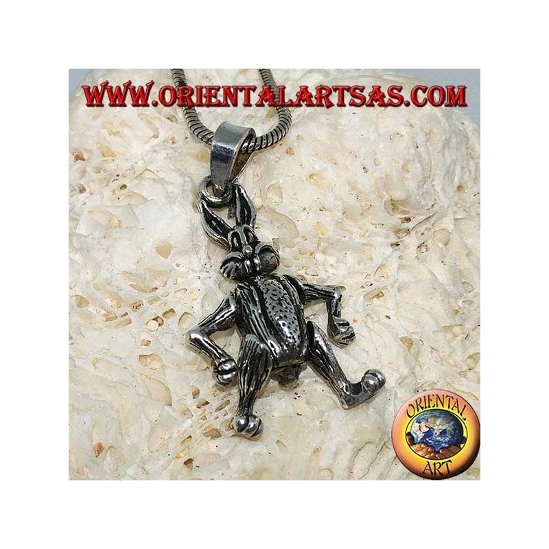 Silver pendant the rabbit moves its legs and turns its head