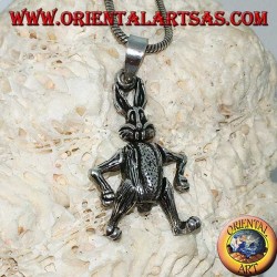 Silver pendant the rabbit moves its legs and turns its head