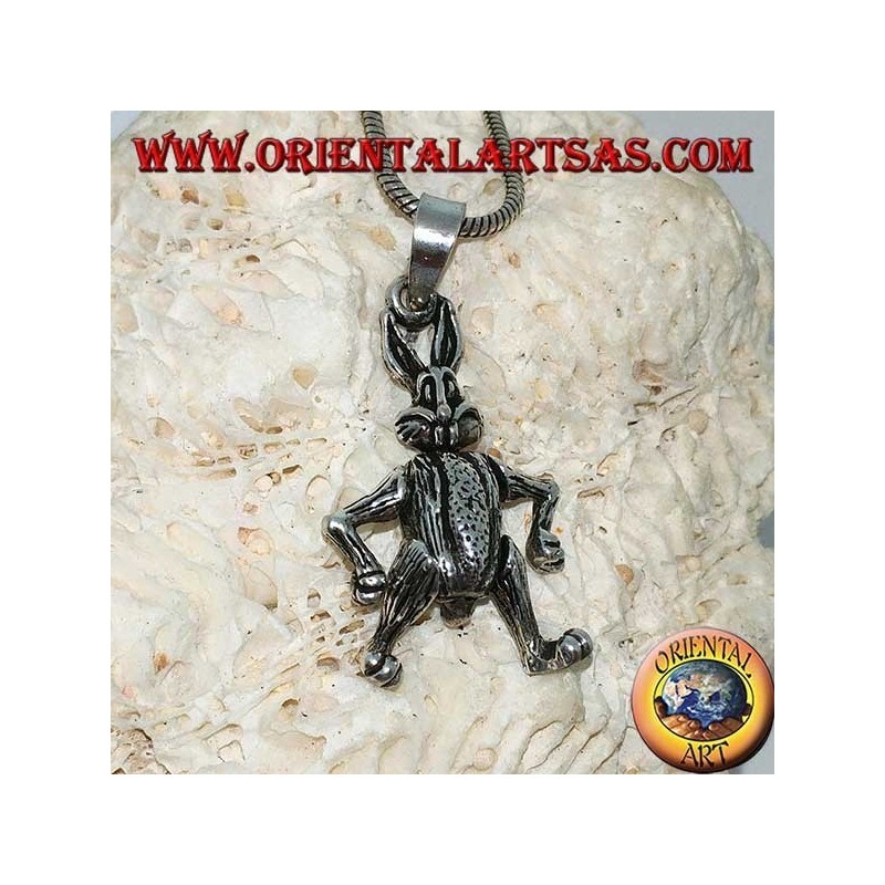 Pendentif en argent le lapin bouge les pattes et tourne la tête