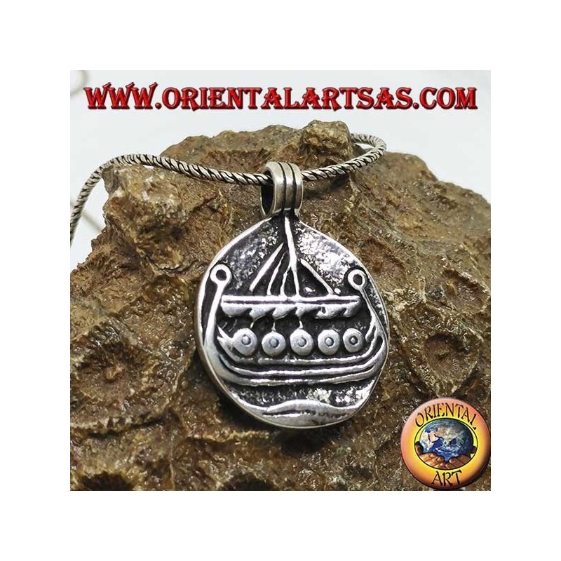 Colgante de plata Drakkar Barco nórdico vikingo Joyería