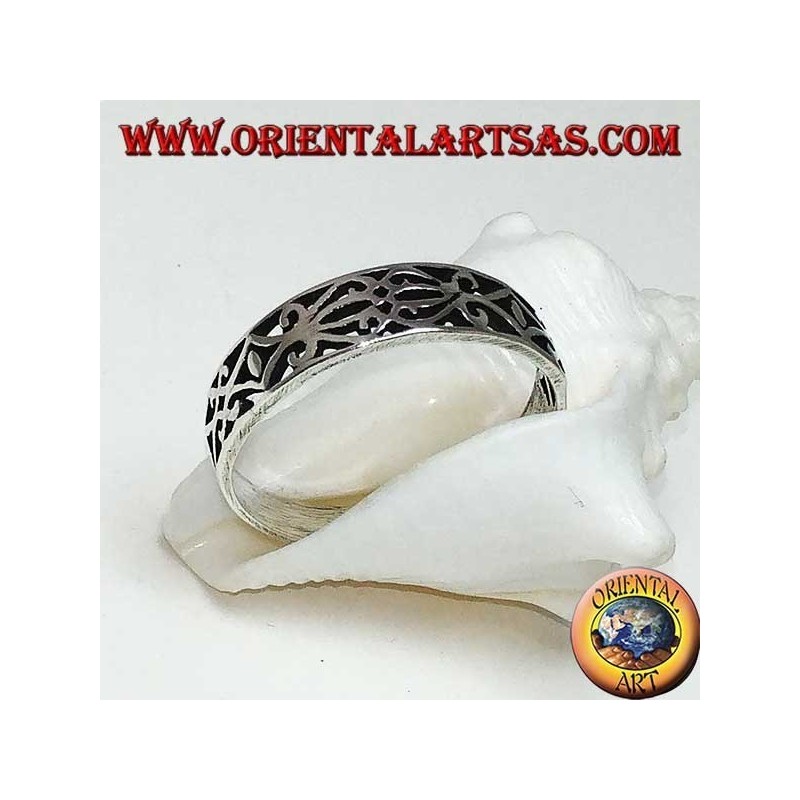 Bague en argent sterling avec motifs floraux
