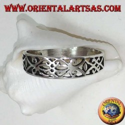 Sterling Silber Ring mit floralen Laubsägearbeiten