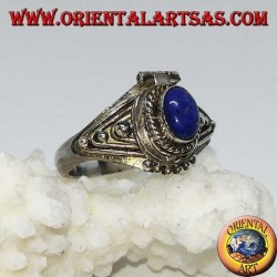 Bague poison en argent faite à la main avec lapis-lazuli ovale