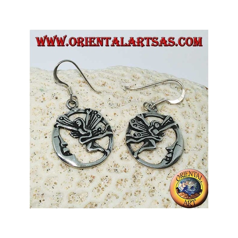 Orecchini in argento, fatina con la luna