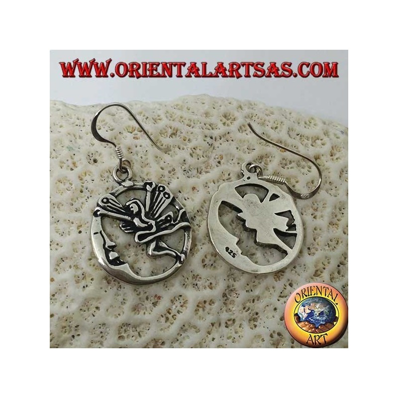 Boucles d'oreilles fée coeur argent