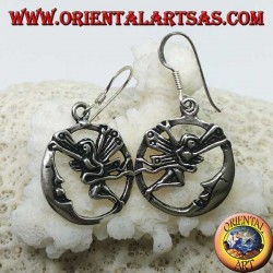 Silver earrings, fairy with the moon