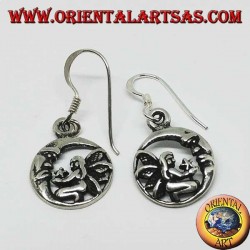 Silver earrings, fairy on her knees that gives the star to the moon